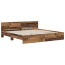 vidaXL Ágykeret támlával Antik Fa 200 x 200 cm Szerelt fa