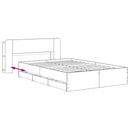 vidaXL Ágykeret tárolóval és fejtámlával Kézműves Tölgy 120 x 200 cm