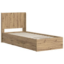 vidaXL Ágykeret tárolóval és fejtámlával Artisan Oak 90 x 200 cm