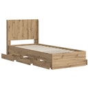 vidaXL Ágykeret tárolóval és fejtámlával Artisan Oak 90 x 200 cm
