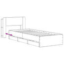 vidaXL Ágykeret tárolóval és fejtámlával Kézműves Tölgy 90 x 200 cm