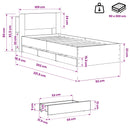 vidaXL Ágykeret tárolóval és fejtámlával Kézműves Tölgy 90 x 200 cm