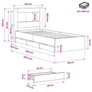 vidaXL Ágykeret tárolóval és fejtámlával Kézműves Tölgy 90 x 200 cm