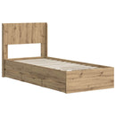 vidaXL Ágykeret tárolóval és fejtámlával Artisan Oak 90 x 200 cm