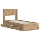 vidaXL Ágykeret tárolóval és fejtámlával Artisan Oak 90 x 200 cm