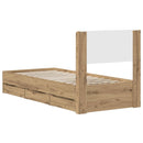vidaXL Ágykeret tárolóval és fejtámlával Artisan Oak 90 x 200 cm