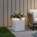 vidaXL Led-es kerti virágláda Fehér 30 x 30 x 30 cm Acél