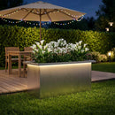 vidaXL Led-es kerti virágláda Ezüst 30 x 60 x 30 cm Rozsdamentes Acél