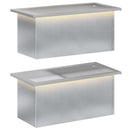 vidaXL Led-es kerti virágláda 2 db Ezüst 30 x 60 x 30 cm