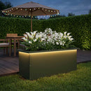 vidaXL Led-es kerti virágláda Olajzöld 30 x 80 x 30 cm Acél