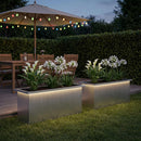 vidaXL Led-es kerti virágláda 2 db Ezüst 30 x 80 x 30 cm