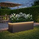 vidaXL Led-es kerti virágláda Fekete 30 x 100 x 30 cm Acél