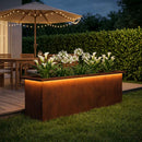 vidaXL Led-es kerti virágláda Rozsdás 30 x 100 x 30 cm