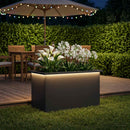 vidaXL Led-es kerti virágláda Fekete 40 x 80 x 40 cm Acél
