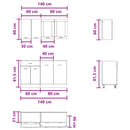 vidaXL Konyhai Egység Lyon 4 pcs Betonszürke Szerelt Fa
