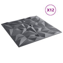 vidaXL Fali panelek 12 db 50 x 50 cm Ametiszt Szürke XPS Hab