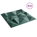 vidaXL Fali panelek 12 db 50 x 50 cm Gyémánt Zöld XPS Hab
