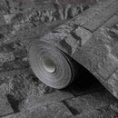 vidaXL 3D Kő Tapéta Fekete 10 x 0,53 m Nem Szőtt Szövet