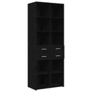 vidaXL Polcos tárolószekrény Fekete Tölgy 70 x 42,5 x 225 cm