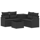 vidaXL Kanapé Szett 6 db Fekete Poli rattan és acél