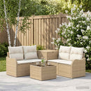 vidaXL Kanapé Szett 6 db Beige és Krémszínű Poli rattan és acél