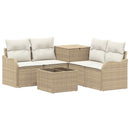 vidaXL Kanapé Szett 6 db Beige és Krémszínű Poli rattan és acél