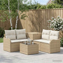 vidaXL Kanapé Szett 6 db Beige és Krémszínű Poli rattan és acél