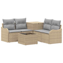 vidaXL Kanapé Szett 6 db Beige és Világosszürke Poli rattan és acél