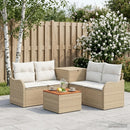 vidaXL Kanapé Szett 6 db Beige és Krémszínű Poli rattan és acél