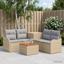 vidaXL Kanapé Szett 6 db Beige és Világosszürke Poli rattan és acél