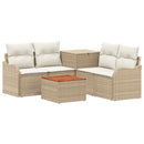 vidaXL Kanapé Szett 6 db Beige és Krémszínű Poli rattan és acél