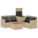 vidaXL Kanapé Szett 6 db Beige és Krémszínű Poli rattan és acél