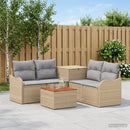 vidaXL Kanapé Szett 6 db Beige és Világosszürke Poli rattan és acél