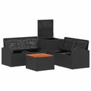 vidaXL Kanapé Szett 6 db Fekete és Kék Poli rattan és acél