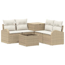 vidaXL Kanapé Szett 6 db Beige és Krémszínű Poli rattan és acél