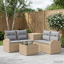 vidaXL Kanapé Szett 6 db Beige és Világosszürke Poli rattan és acél