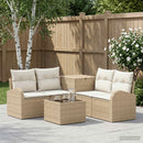vidaXL Kanapé Szett 6 db Beige és Krémszínű Poli rattan és acél