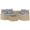 vidaXL Kanapé Szett 6 db Beige és Világosszürke Poli rattan és acél