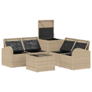 vidaXL Kanapé Szett 6 db Beige és Világosszürke Poli rattan és acél