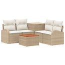 vidaXL Kanapé Szett 6 db Beige és Krémszínű Poli rattan és acél