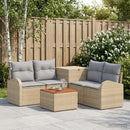 vidaXL Kanapé Szett 6 db Beige és Világosszürke Poli rattan és acél