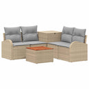 vidaXL Kanapé Szett 6 db Beige és Világosszürke Poli rattan és acél