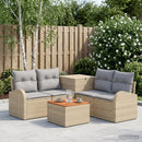 vidaXL Kanapé Szett 6 db Beige és Világosszürke Poli rattan és acél