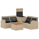 vidaXL Kanapé Szett 6 db Beige és Világosszürke Poli rattan és acél