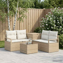 vidaXL Kanapé Szett 6 db Beige és Krémszínű Poli rattan és acél