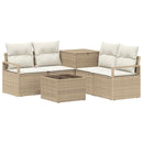 vidaXL Kanapé Szett 6 db Beige és Krémszínű Poli rattan és acél