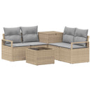 vidaXL Kanapé Szett 6 db Beige és Világosszürke Poli rattan és acél