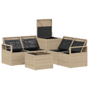 vidaXL Kanapé Szett 6 db Beige és Krémszínű Poli rattan és acél