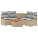 vidaXL Kanapé Szett 6 db Beige és Világosszürke Poli rattan és acél