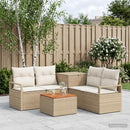 vidaXL Kanapé Szett 6 db Beige és Krémszínű Poli rattan és acél
